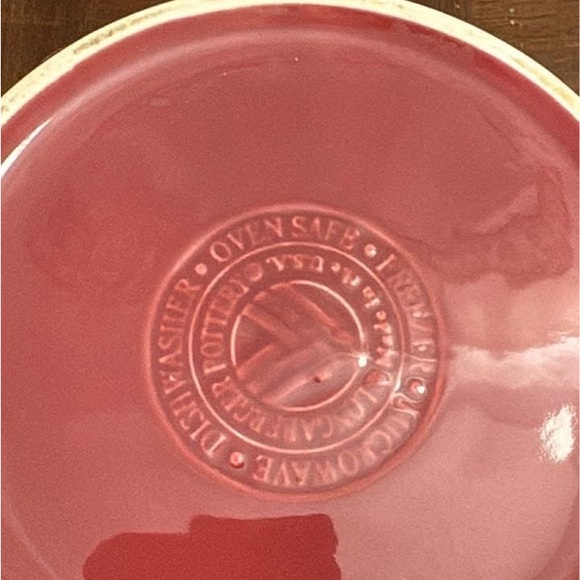 Longaberger Red Ceramic Basket Weave Canister - Picture 5 of 5